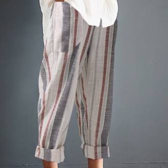 Bohemian Dreams Pants - Casual Striped Pockets Cotton Linen Pants
